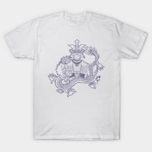 Samurai and dragon line ver T-Shirt